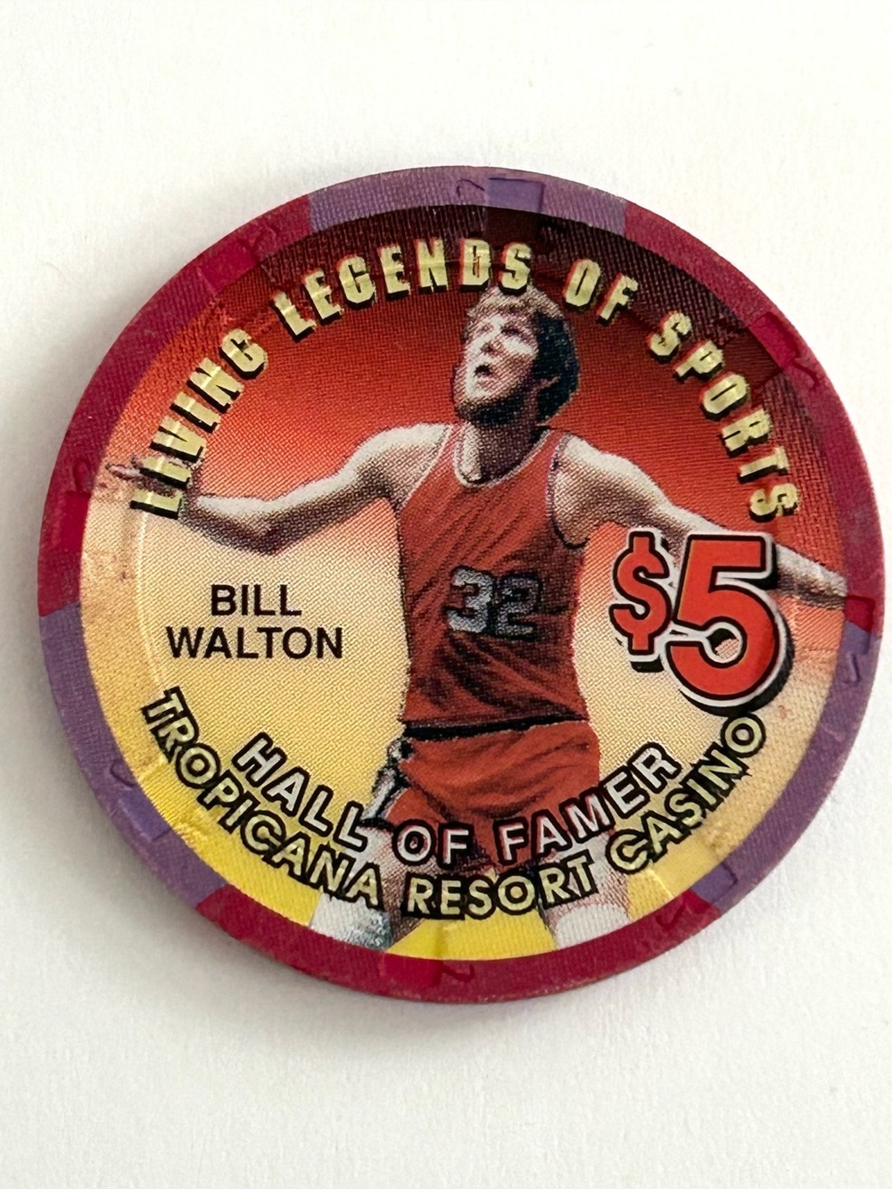 Bill Walton Tropicana Las Vegas $5 Casino Chip Living Legends of Sports